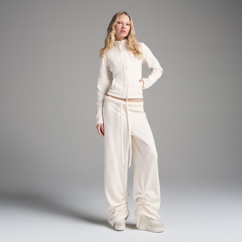 SKIMS Fleece Lounge Oversized Pant - Ecru Size XS Ruched Long Leg